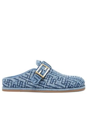 Fendi Feel FF Denim Mules Women’s Size 39